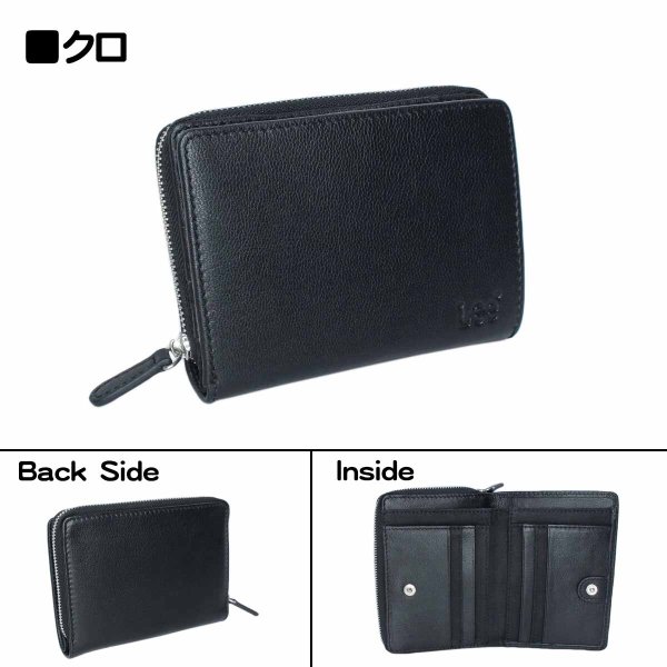 サイフ二つ折り深札入れ財布本革ブランドLee[リー]LES-4山羊革ゴートレザーウォレットラウンドファスナー大きな小銭入れカードポケットギフトプレゼント