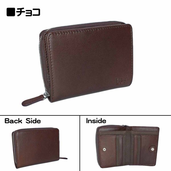 サイフ二つ折り深札入れ財布本革ブランドLee[リー]LES-4山羊革ゴートレザーウォレットラウンドファスナー大きな小銭入れカードポケットギフトプレゼント